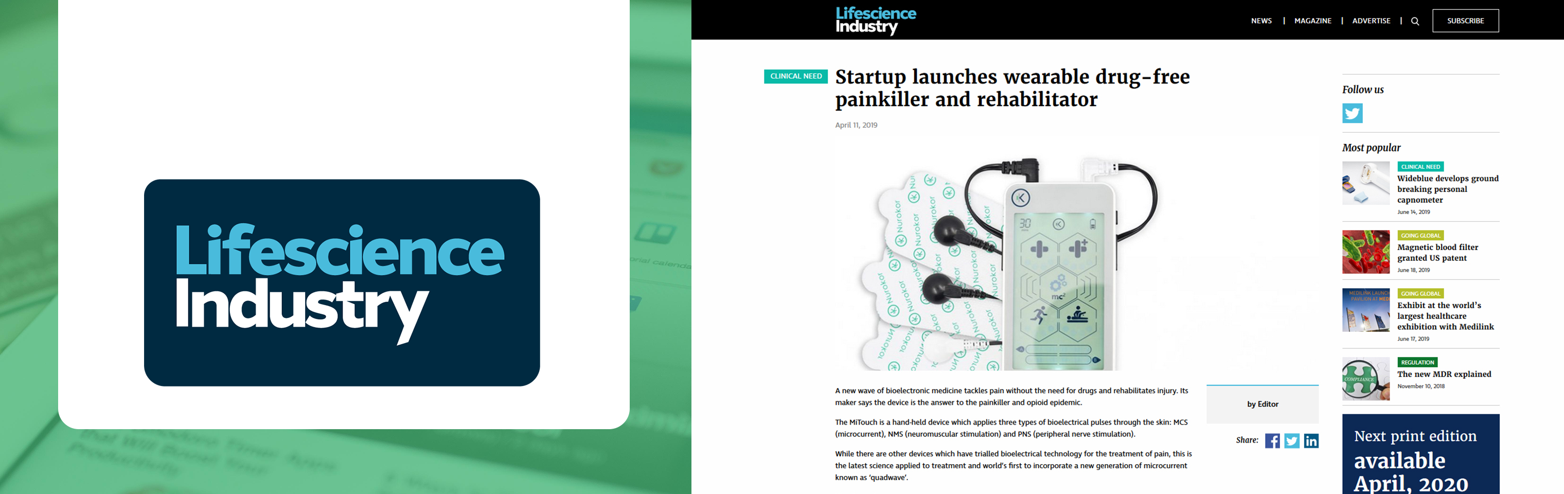 LifeScience Industry Reports on the mitouch portable technology