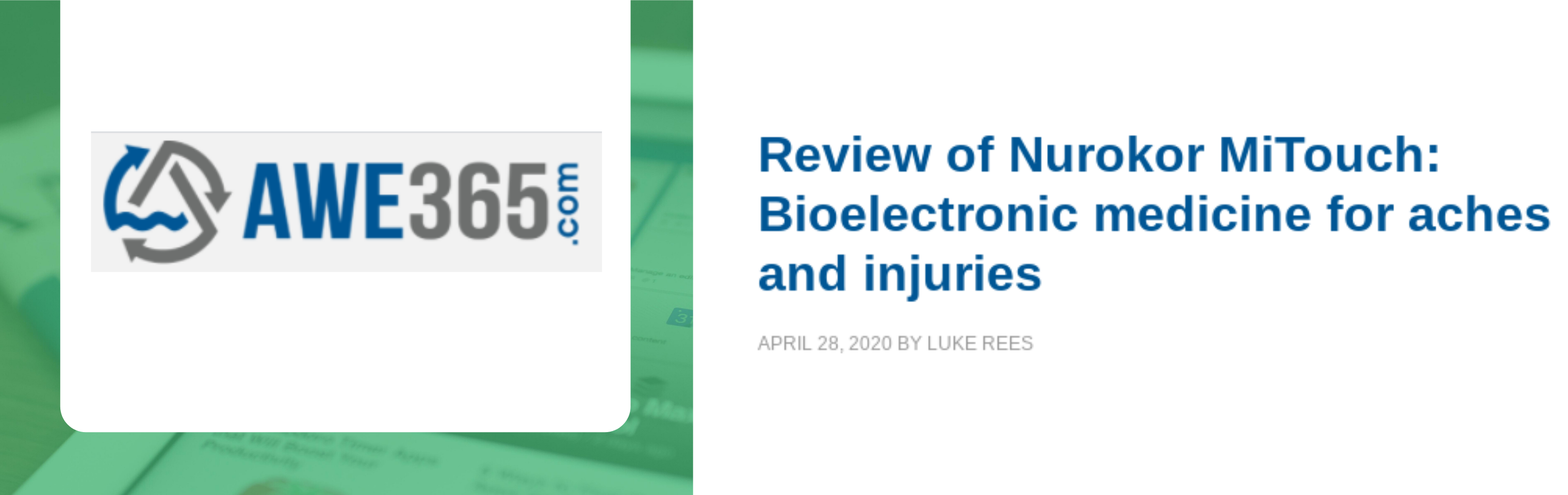 Awe365 review NuroKor mitouch, 'Bioelectronic medicine for aches and injuries'